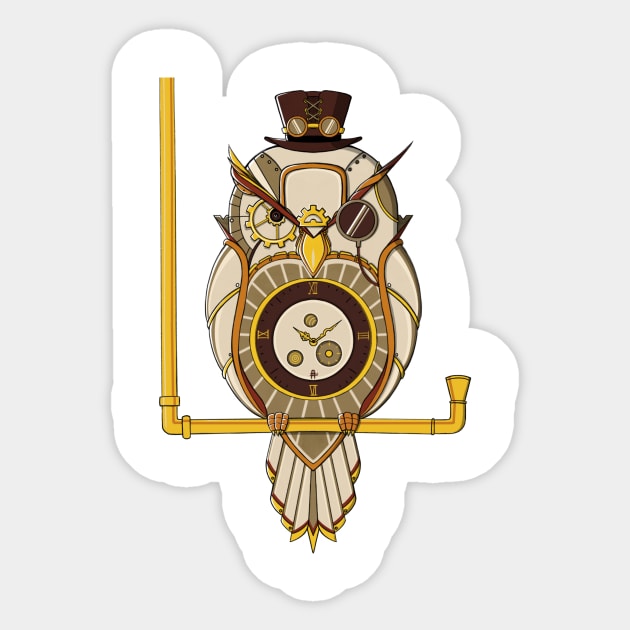 Steampunk Owl Sticker by Ali Alhayki